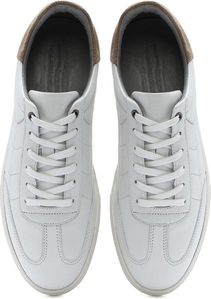 Erkek Beyaz Bağcıklı Deri Sneaker 25SFD674818