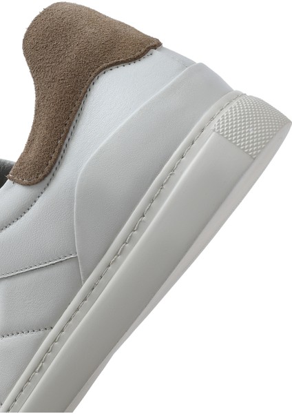 Erkek Beyaz Bağcıklı Deri Sneaker 25SFD674818