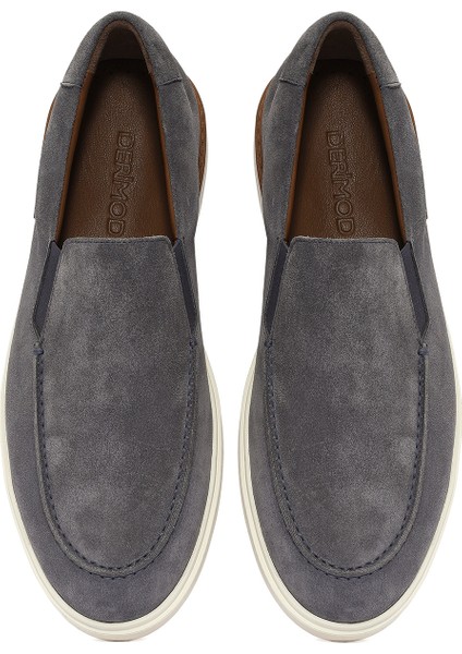Erkek Gri Süet Deri Casual Loafer 25SFD612210