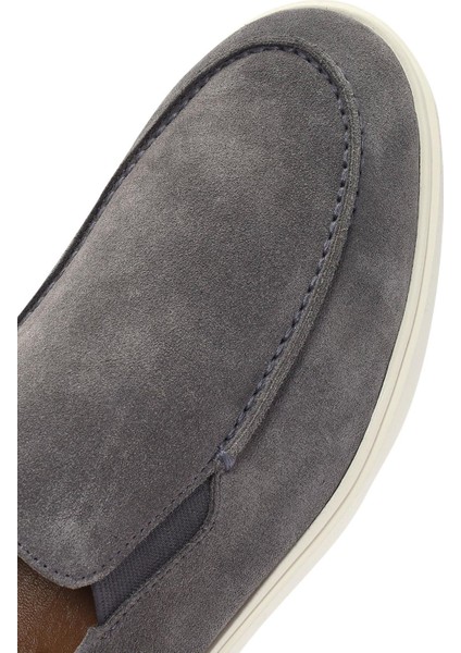 Erkek Gri Süet Deri Casual Loafer 25SFD612210