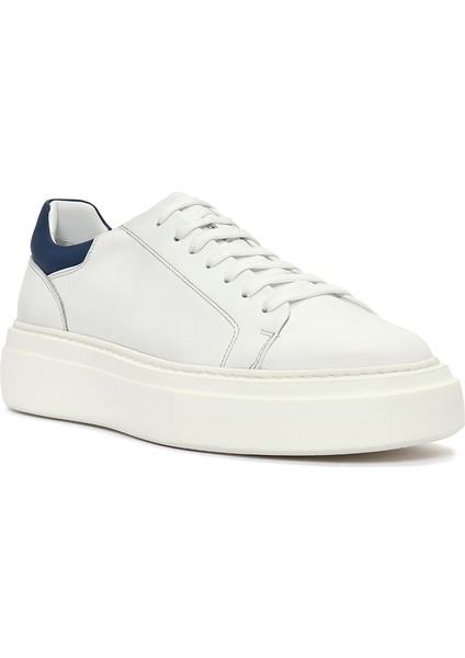 Erkek Beyaz Bağcıklı Deri Sneaker 25SFD612918