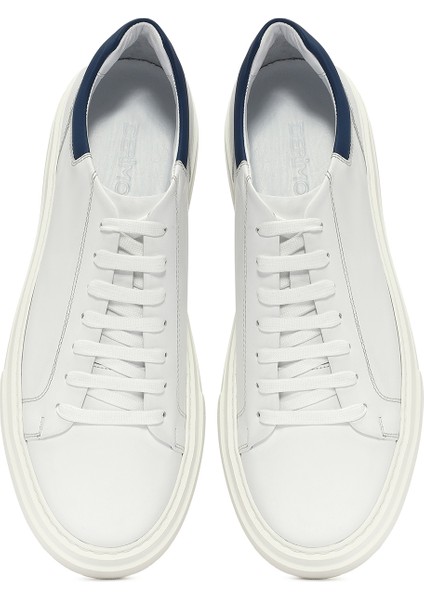 Erkek Beyaz Bağcıklı Deri Sneaker 25SFD612918