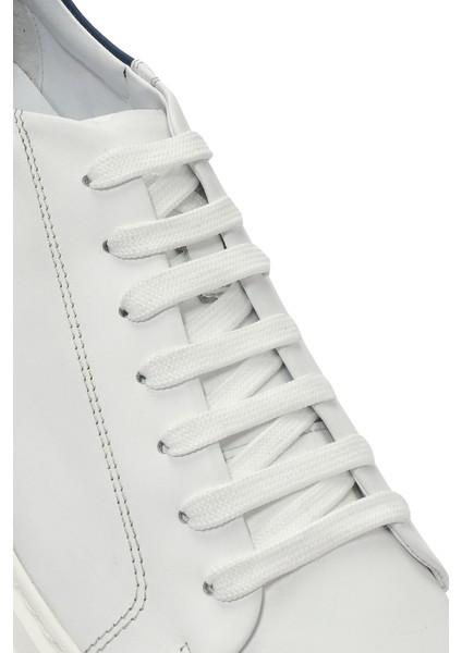Erkek Beyaz Bağcıklı Deri Sneaker 25SFD612918