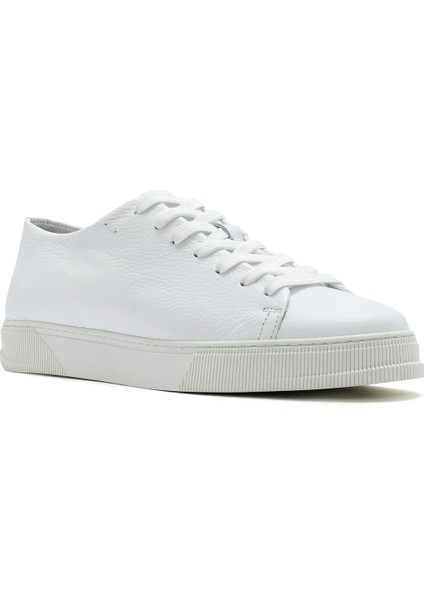 Erkek Beyaz Bağcıklı Deri Sneaker 25SFD6126FT