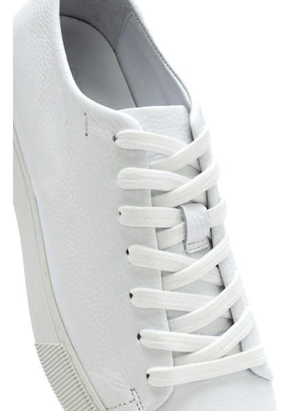 Erkek Beyaz Bağcıklı Deri Sneaker 25SFD6126FT