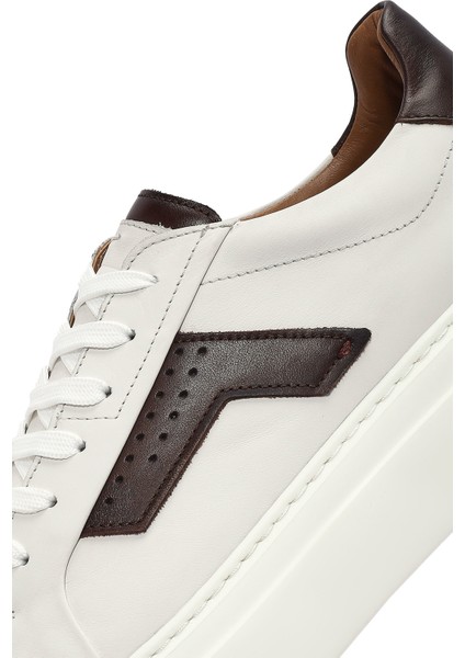 Erkek Beyaz Bağcıklı Kalın Tabanlı Deri Sneaker 25SFD612518