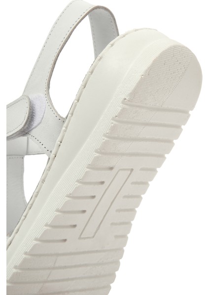 Kadın Beyaz Bantlı Deri Comfort Sandalet 25SFD340318