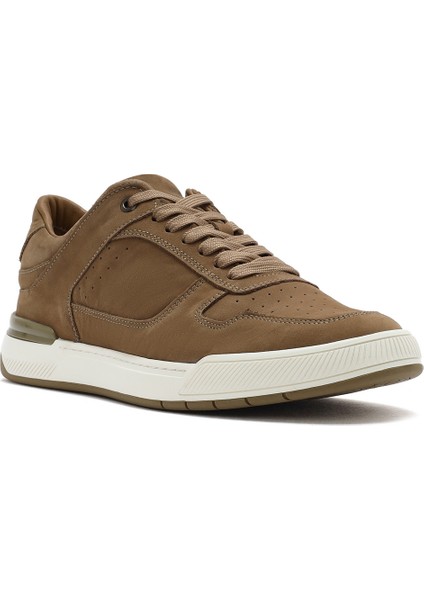 Erkek Bej Bağcıklı Nubuk Deri Sneaker 25SFD6114V3