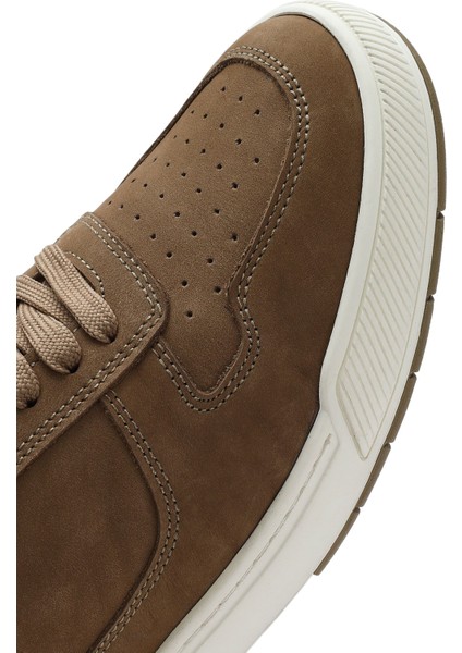 Erkek Bej Bağcıklı Nubuk Deri Sneaker 25SFD6114V3