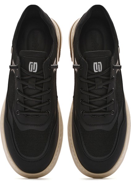 Erkek Siyah Bağcıklı Deri Sneaker 25sfd693714