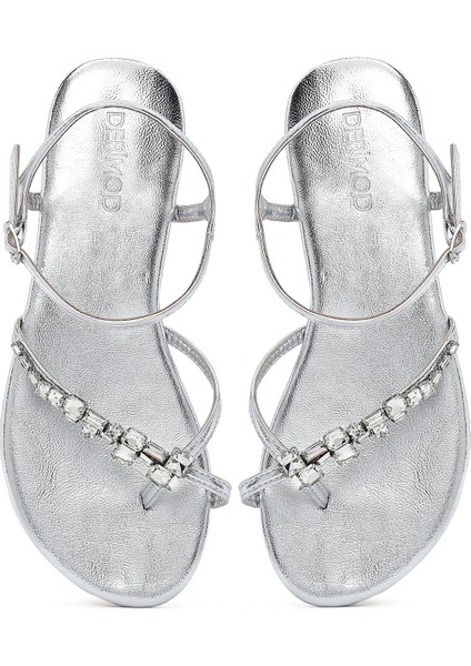 Kadın Siyah Taşlı Parmak Arası Sandalet 25sfe482914