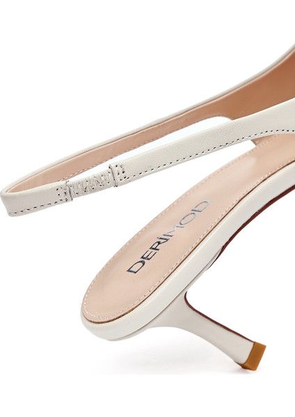 Kadın Krem Arkası Açık Ince Topuklu Deri Ayakkabı 25SFD494318