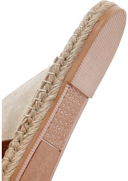 Erkek Bej Süet Deri Espadril Terlik 25sfd616110