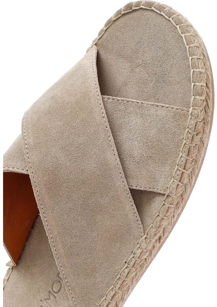 Erkek Bej Süet Deri Espadril Terlik 25sfd616110