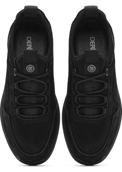 Erkek Siyah Bağcıklı Nubuk Deri Casual Sneaker 25SFD6500V3