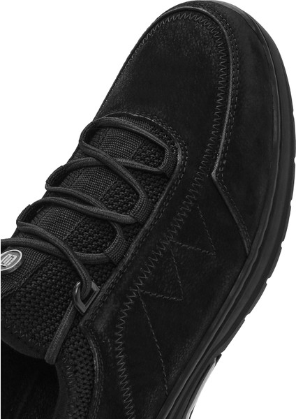 Erkek Siyah Bağcıklı Nubuk Deri Casual Sneaker 25SFD6500V3