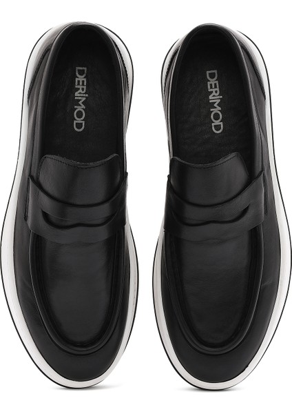 Erkek Siyah Makosen Deri Loafer 25SFD633018