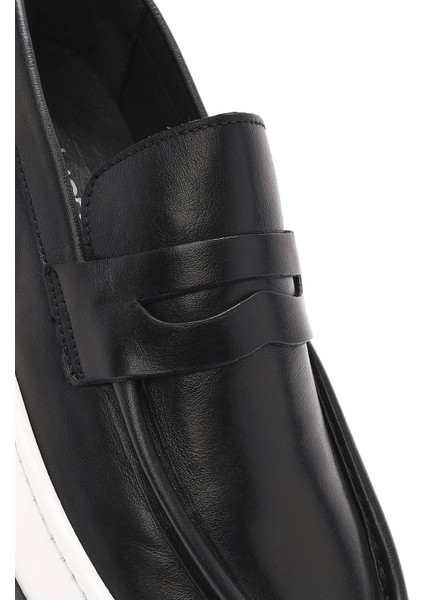 Erkek Siyah Makosen Deri Loafer 25SFD633018