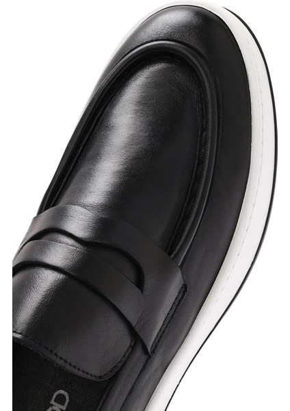 Erkek Siyah Makosen Deri Loafer 25SFD633018