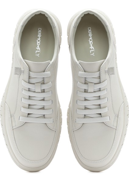 Erkek Beyaz Bağcıklı Deri Casual Ayakkabı 25SFD694918