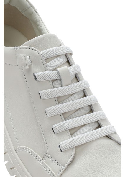 Erkek Beyaz Bağcıklı Deri Casual Ayakkabı 25SFD694918