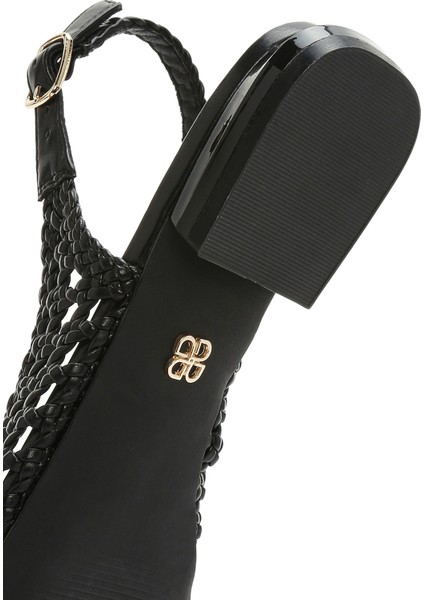 Kadın Siyah Örgülü Arkası Açık Babet 25SFD443429