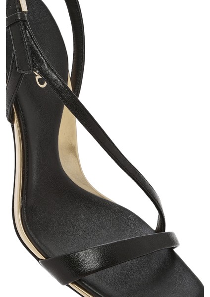 Kadın Siyah Bilekten Bantlı Deri Ince Topuklu Sandalet 25SFD494618