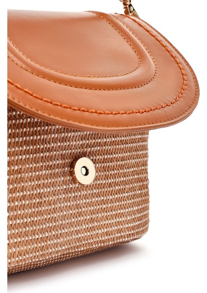 Kadın Taba Uzun Askılı Hasır Çapraz Çanta 25SBD275014