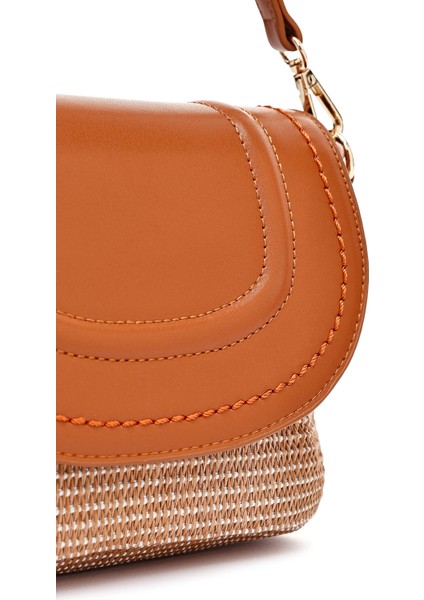 Kadın Taba Uzun Askılı Hasır Çapraz Çanta 25SBD275014