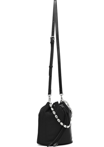 Kadın Siyah Taşlı Kumaş Omuz Çantası 25SBD27406F