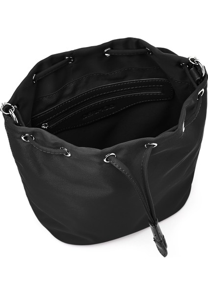 Kadın Siyah Taşlı Kumaş Omuz Çantası 25SBD27406F