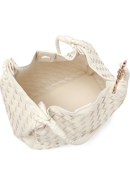 Kadın Krem Örgülü Omuz Çantası 25SBD277629