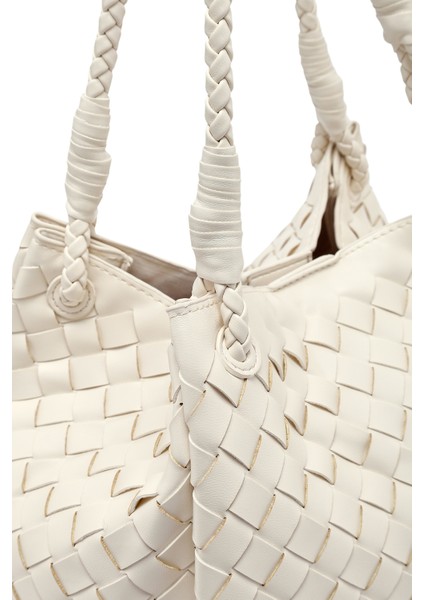 Kadın Krem Örgülü Omuz Çantası 25SBD277629