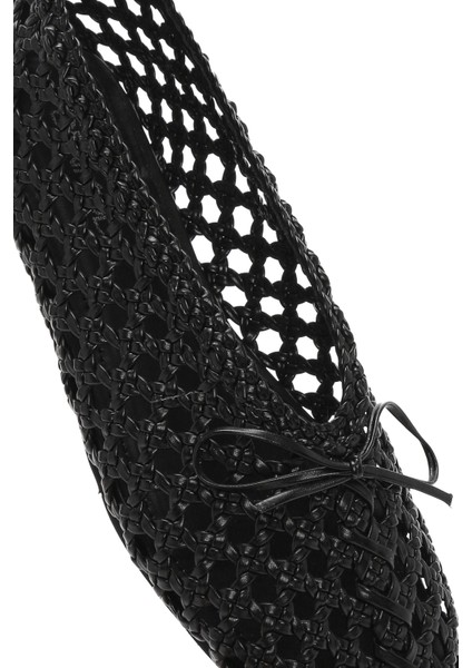 Kadın Siyah Örgülü Babet 25SFD443629