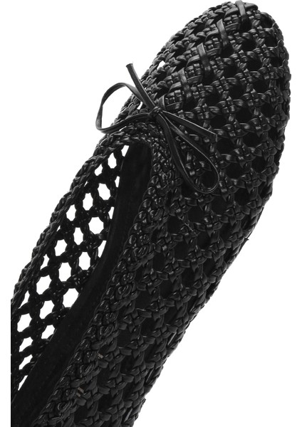 Kadın Siyah Örgülü Babet 25SFD443629