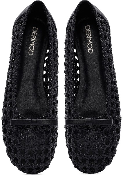 Kadın Siyah Örgülü Babet 25SFD443729