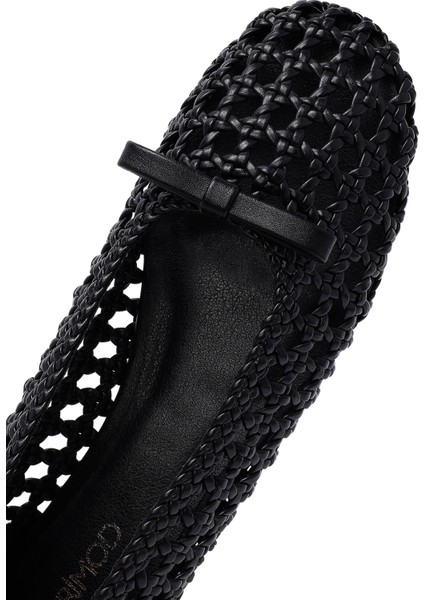 Kadın Siyah Örgülü Babet 25SFD443729