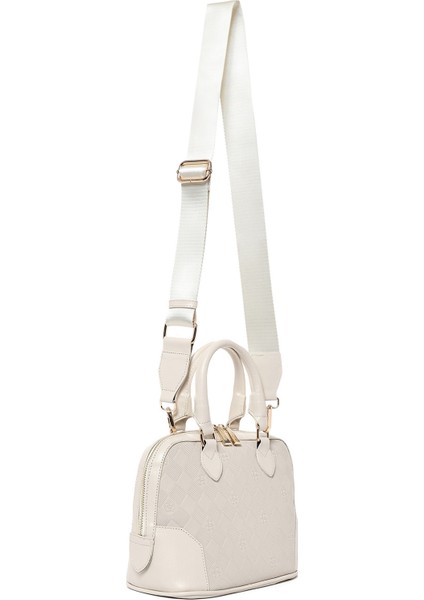 Kadın Krem Uzun Askılı Baskılı Çapraz Çanta 25SBD201626