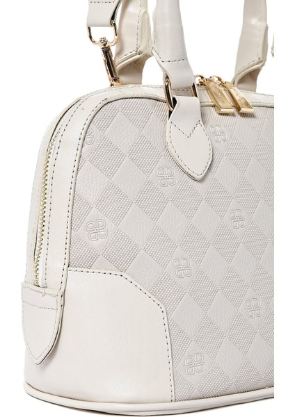 Kadın Krem Uzun Askılı Baskılı Çapraz Çanta 25SBD201626