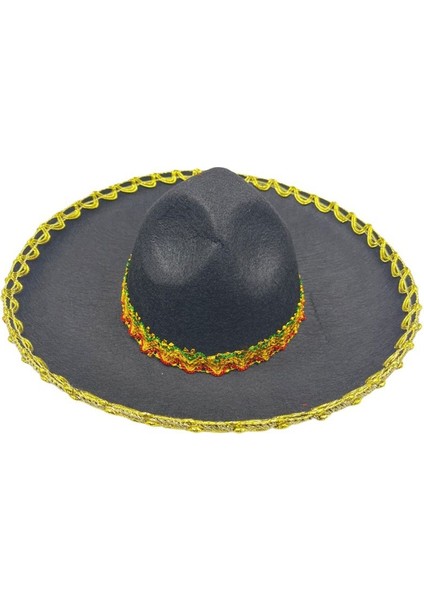 Siyah Renk Keçe Kumaş Meksikalı Latin Mariachi Şapkası Altın Şeritli Çocuk Hawaian fiyatları