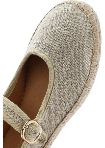 Kadın Krem Tokalı Kumaş Espadril 25SFD45716F
