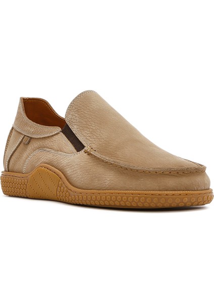 Erkek Bej Nubuk Deri Casual Loafer 25SFD8000V3