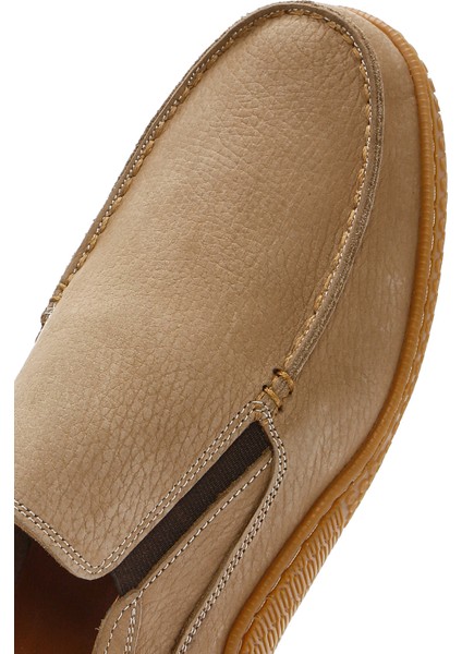 Erkek Bej Nubuk Deri Casual Loafer 25SFD8000V3