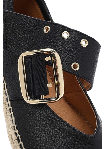 Kadın Siyah Tokalı Deri Espadril 25SFD4570FT