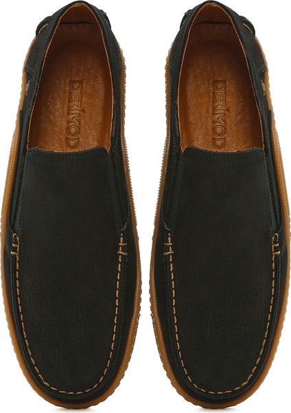 Erkek Siyah Nubuk Deri Casual Loafer 25SFD8000V3