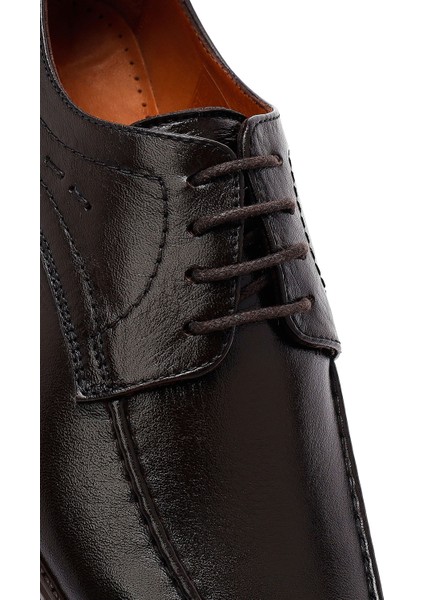 Erkek Kahverengi Bağcıklı Deri Klasik Ayakkabı 25SFD805018