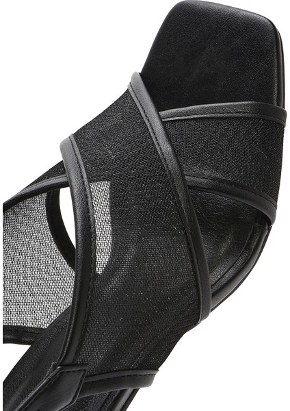 Kadın Siyah Bilekten Tokalı Kalın Topuklu Kumaş Sandalet 25SFD44256F