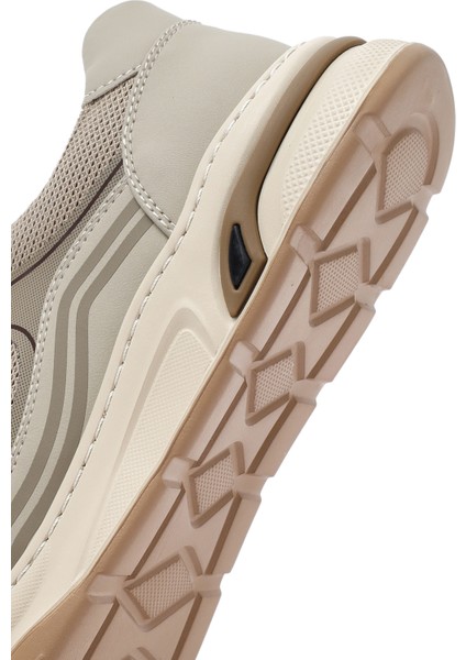 Erkek Bej Bağcıklı Deri Sneaker 25SFD693714