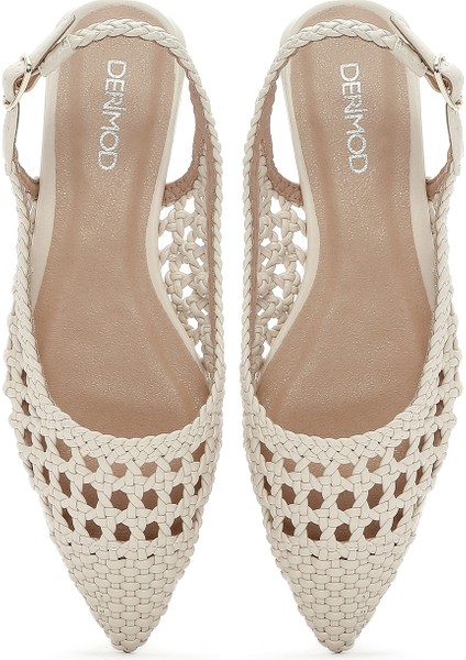 Kadın Krem Örgülü Arkası Açık Babet 25SFD443429