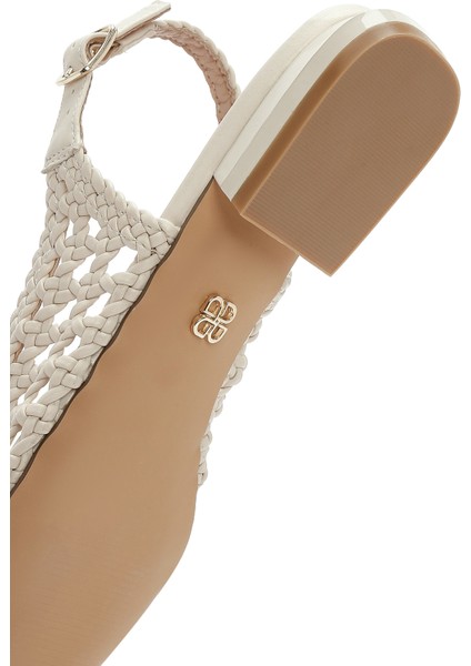 Kadın Krem Örgülü Arkası Açık Babet 25SFD443429